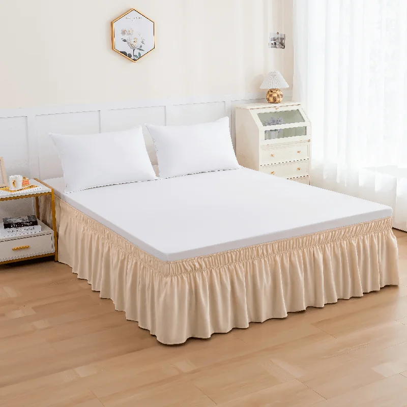 Elegant Comfort Ruffle Bed Skirt - Around Style Elastic Bed Wrap - 16 inch Drop