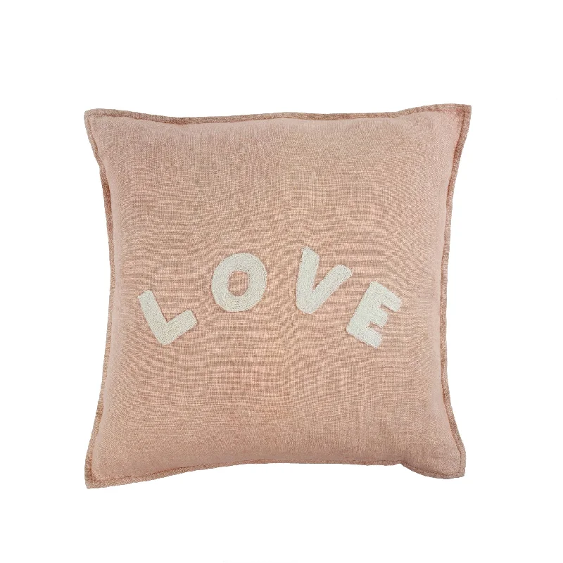 Blush LOVE Linen Throw Pillow 18x18