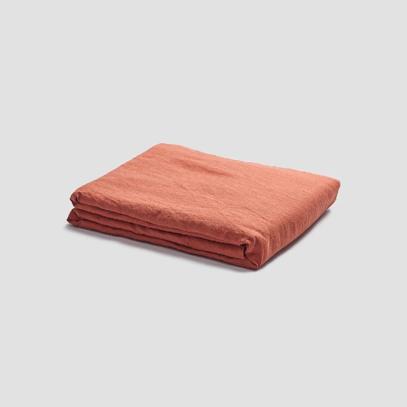 Burnt Orange 100% Linen Flat Sheet