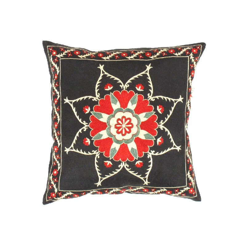 Canvello Suzani Black And Red Pillows - TS 204