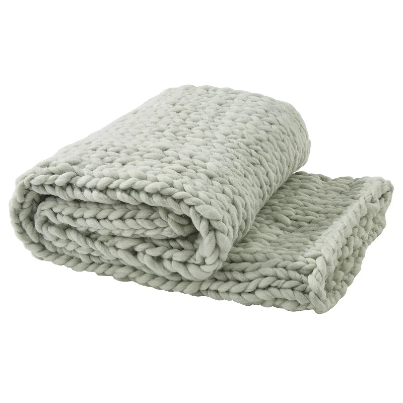 Chunky Knit Throw - Blue Mist