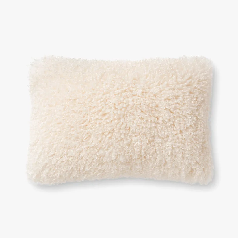 Faux Fur Throw Pillow- Ivory