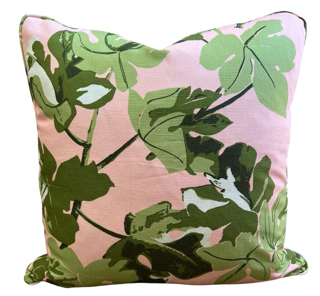 Fig Leaf Original on Pink Pillow Cover