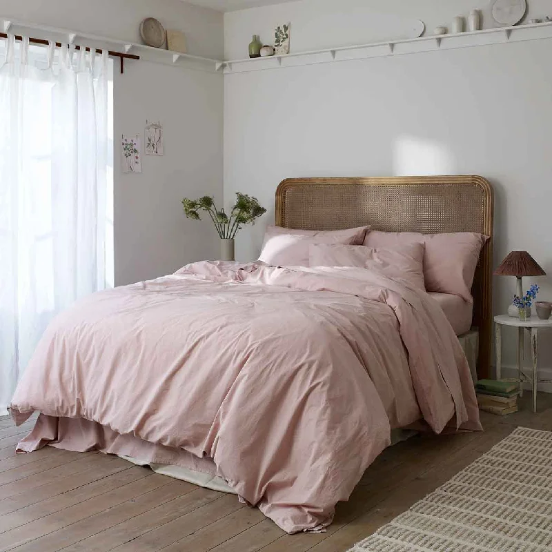 French Rose Washed Cotton Percale Flat Sheet