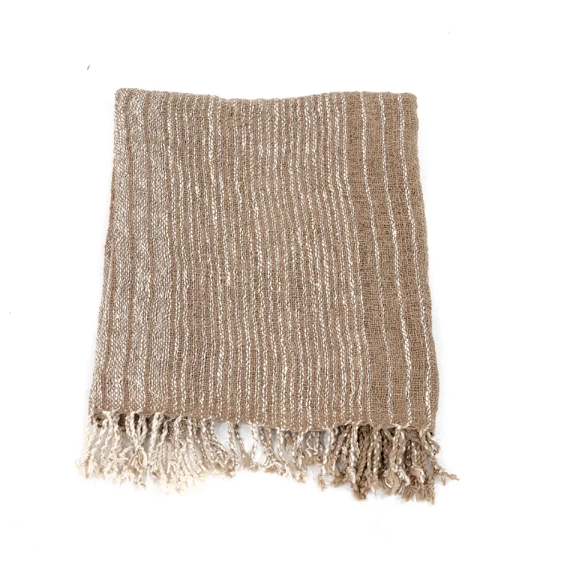 Handspun Cotton Stripe Throw in Mocha