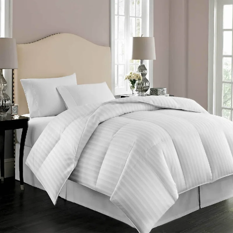 Luxurious 750 Fill Power All Year Warm Stripe Down Comforter - 100% Egyptian Cotton Cover