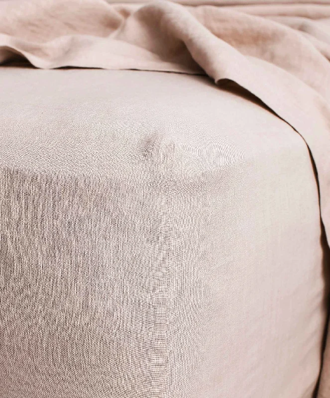 Linen Fitted Sheet - Blush