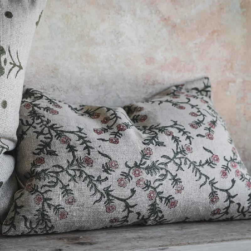 Linen Hand Block-Printed Pillow Cover No. 0226