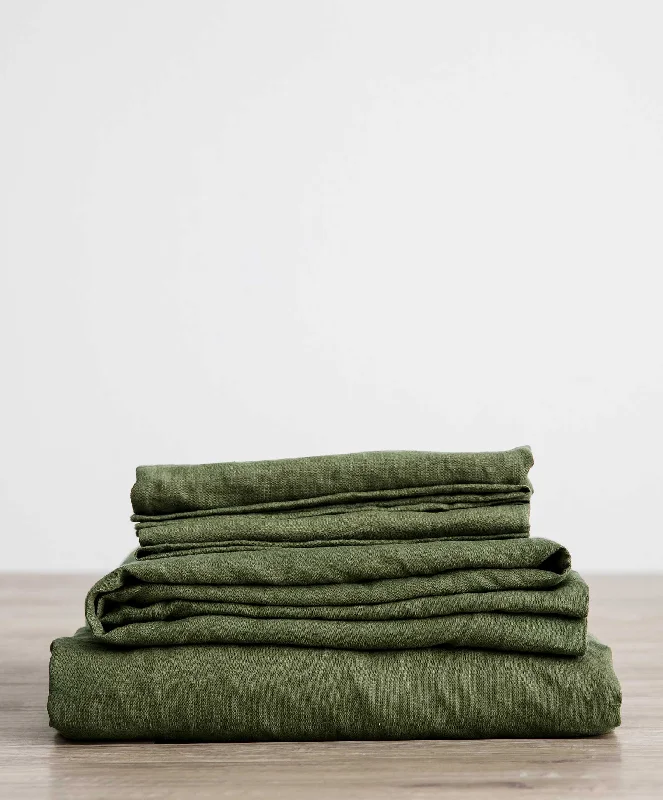 Linen Sheet Set With Pillowcases - Forest