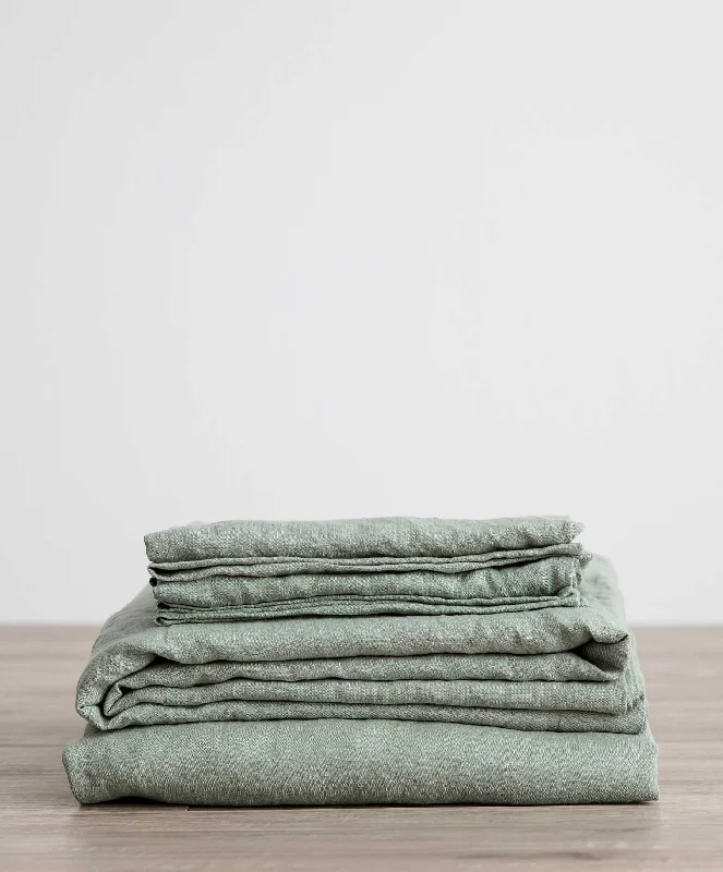 Linen Sheet Set With Pillowcases - Sage