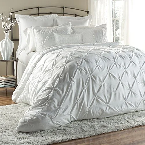 Lush Decor Lux 6-Piece Comforter Set, Queen, White: Home & Kitchen