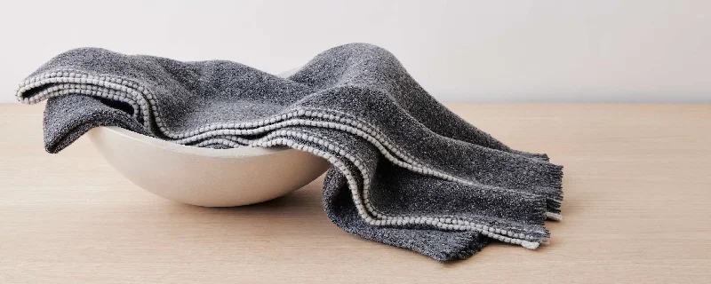 merino & silk dark grey throw