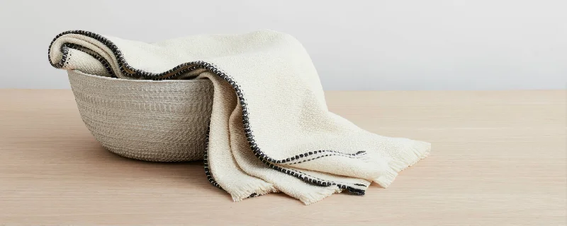 merino & silk natural throw