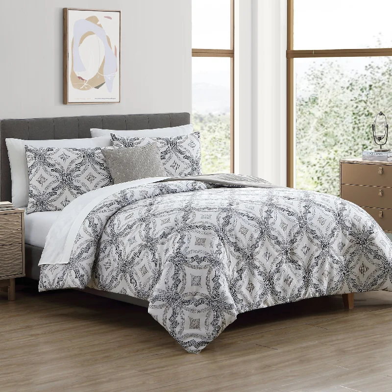 Modern Threads - Capri Collection Comforter Set - Reversible Microfiber - Elegant Printed Bed Set - Includes Comforter, Sheets, Shams, & Pillow - Luxurious Bedding