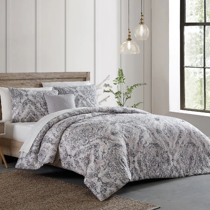 Modern Threads - Marissa Collection Comforter Set - Reversible Microfiber - Elegant Printed Bed Set - Includes Comforter, Sheets, Shams, & Pillow - Luxurious Bedding Queen