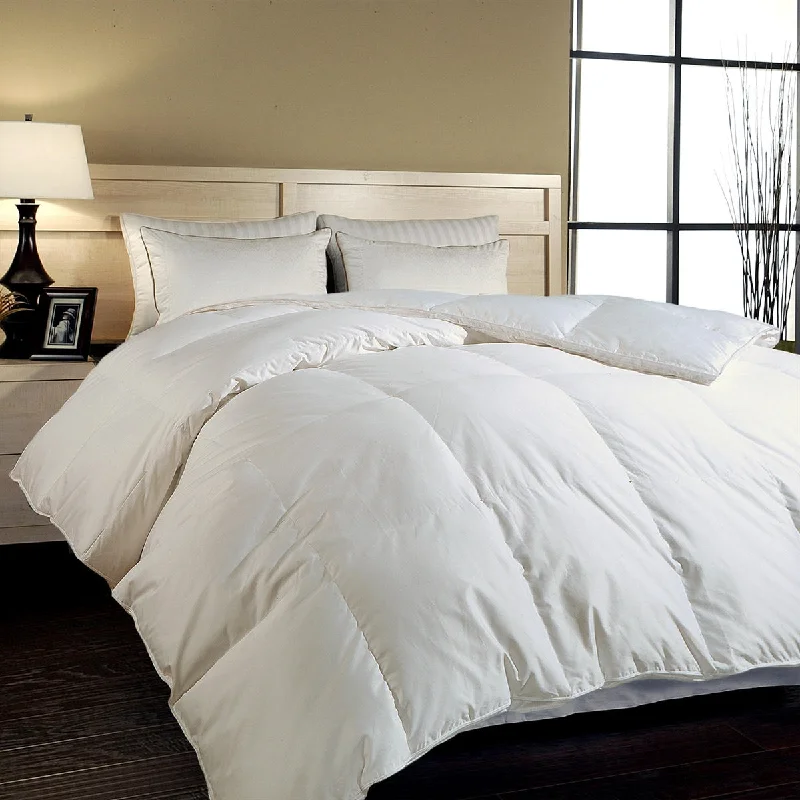 Oversized 750 Fill Power White Solid Luxury Goose Down Comforter - 100% Egyptian Cotton Cover