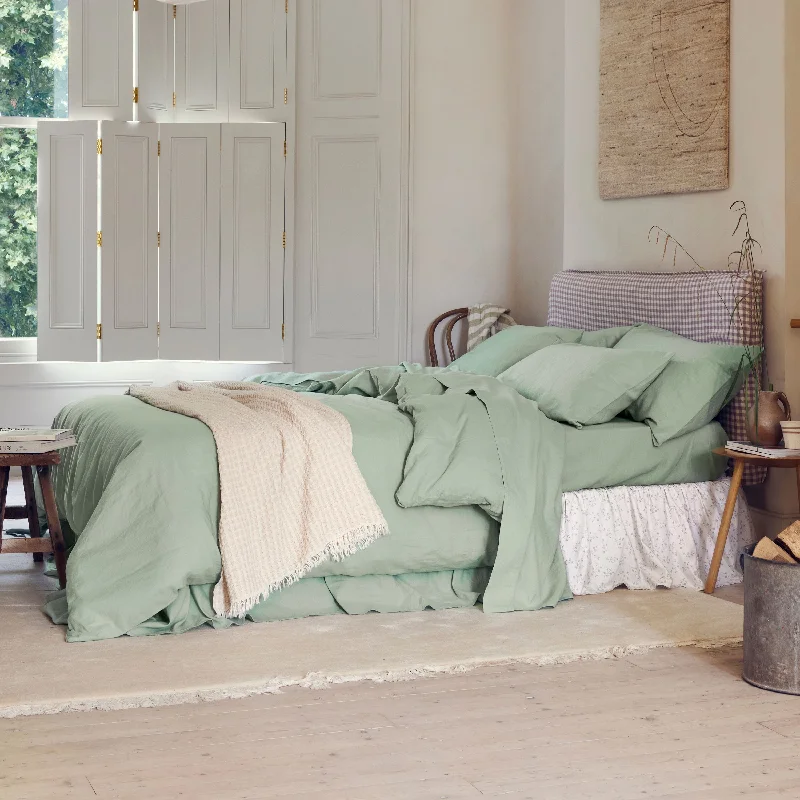 Sage Green Linen Blend Duvet Cover