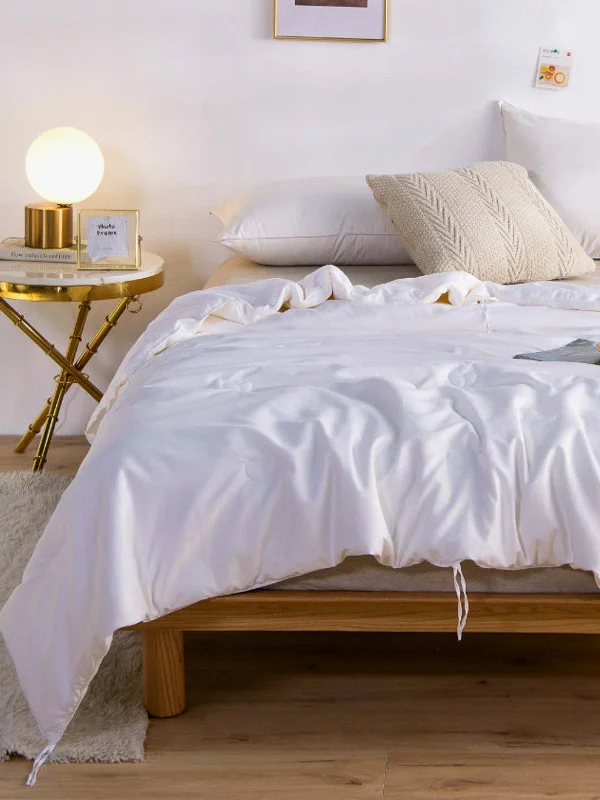 Solid White All Season Silk Duvet Insert