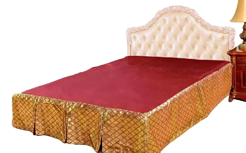 Tache Diamond Net Red Gold Argyle Pleated Tailored Platform 14" Bed Skirt Dust Ruffle (BSK-4353LC)