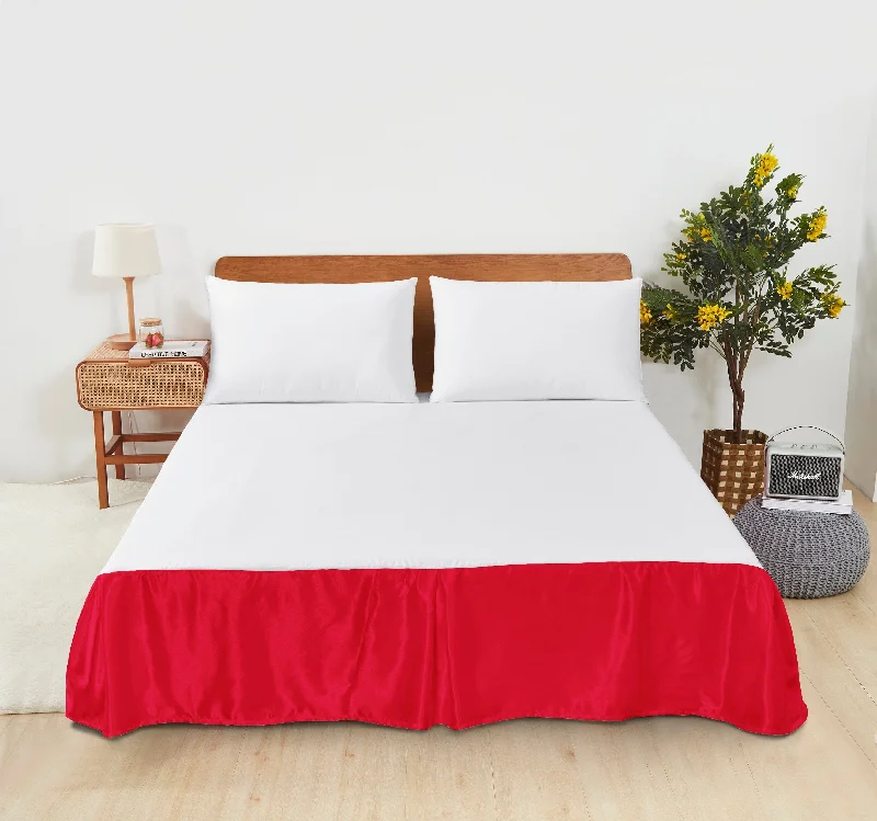 Tache Satin Romantic Bright Red Glam Platform Tailored 14" Bed Skirt Dust Ruffle (HY4174)