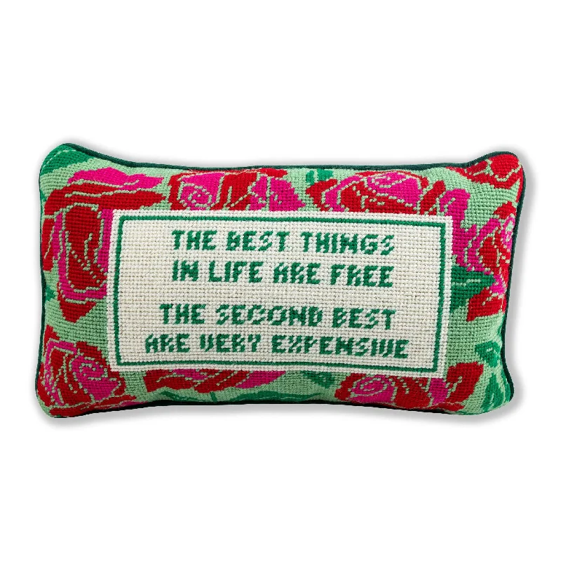 The Best Things In Life Needlepoint Pillow