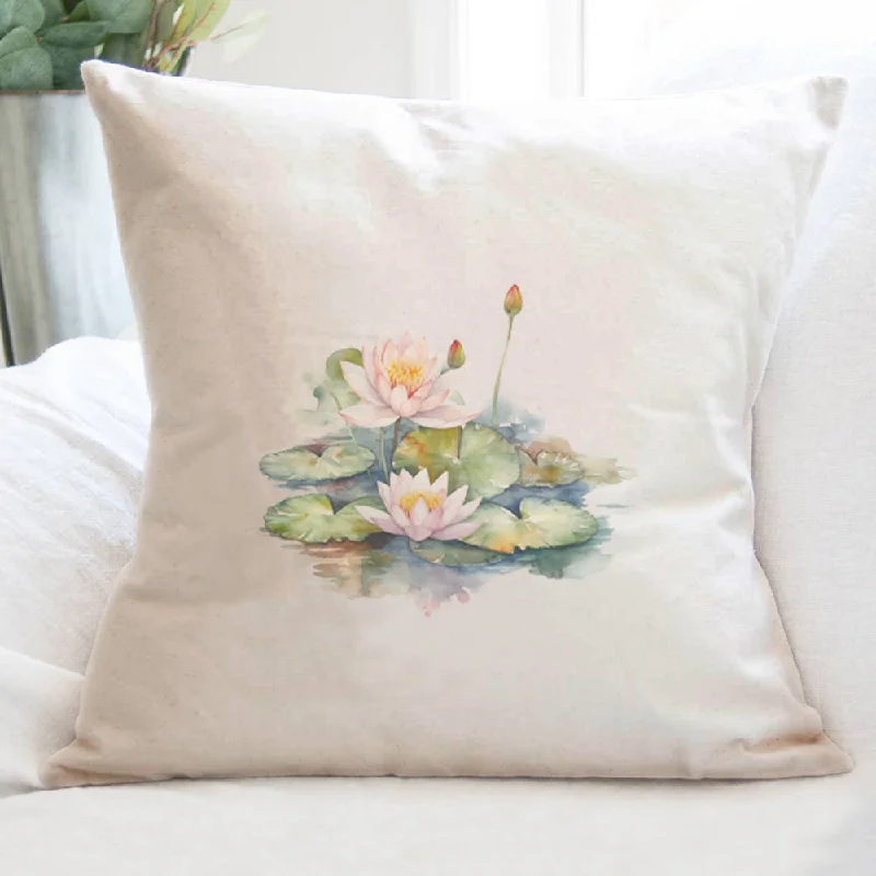 Watercolor Water Lilies - Square Canvas Pillow