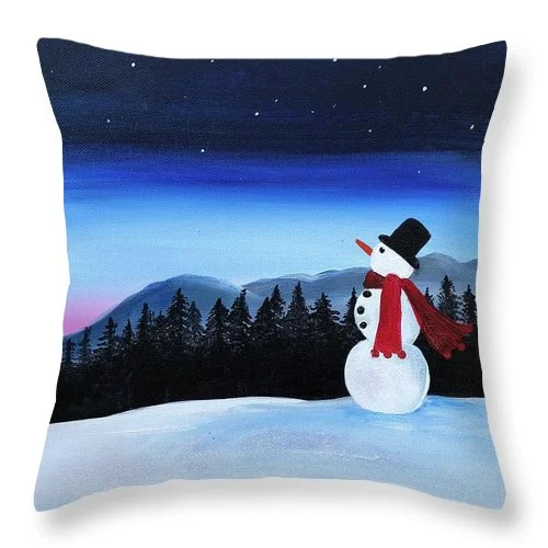 Winter wonderland snowman - Throw Pillow